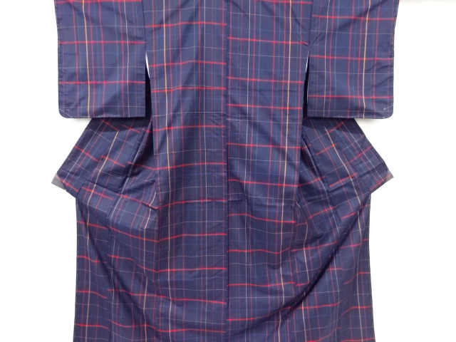 未使用品　格子織り出し本場大島紬着物